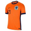 Maillot de Supporter Pays-Bas Frenkie de Jong 21 Domicile Euro 2024 Pour Homme